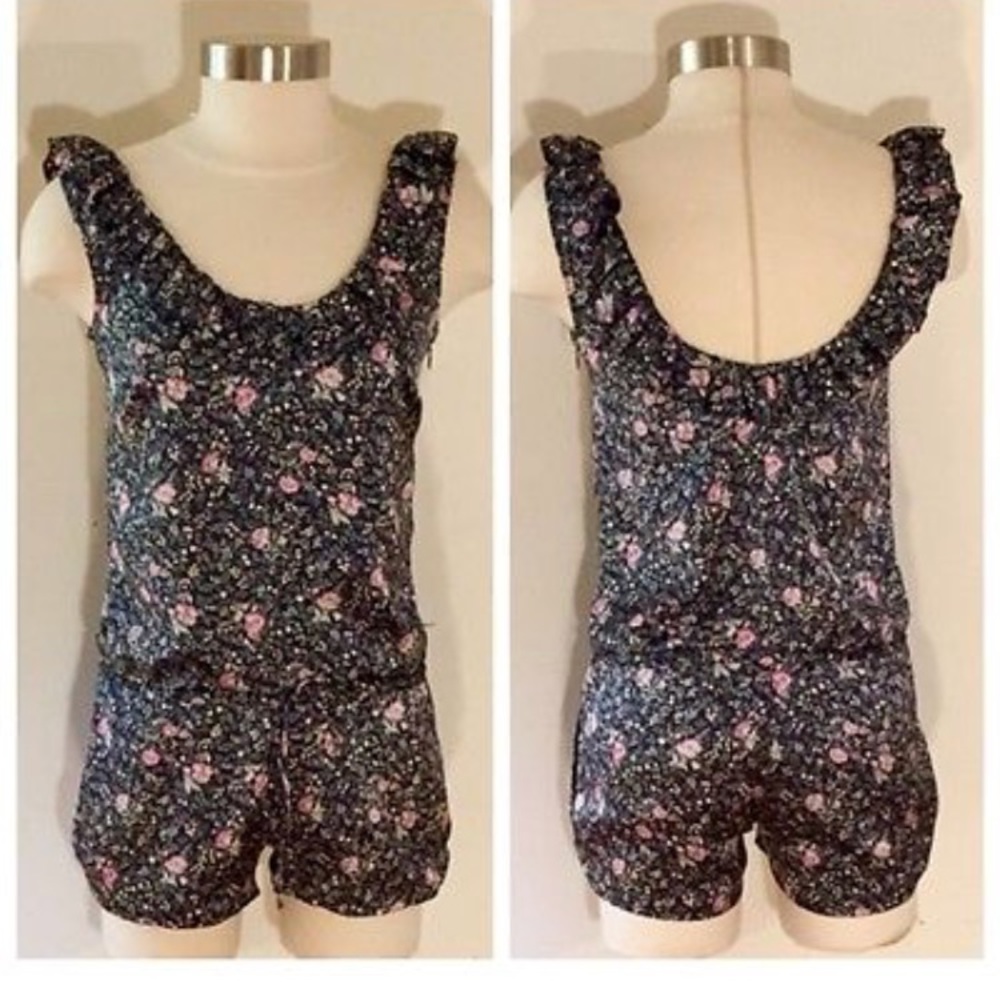 Vera Wang Lavender Label Silk Floral Romper Size 2